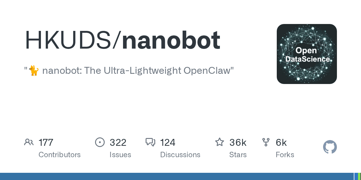 "馃悎 nanobot: The Ultra-Lightweight OpenClaw"